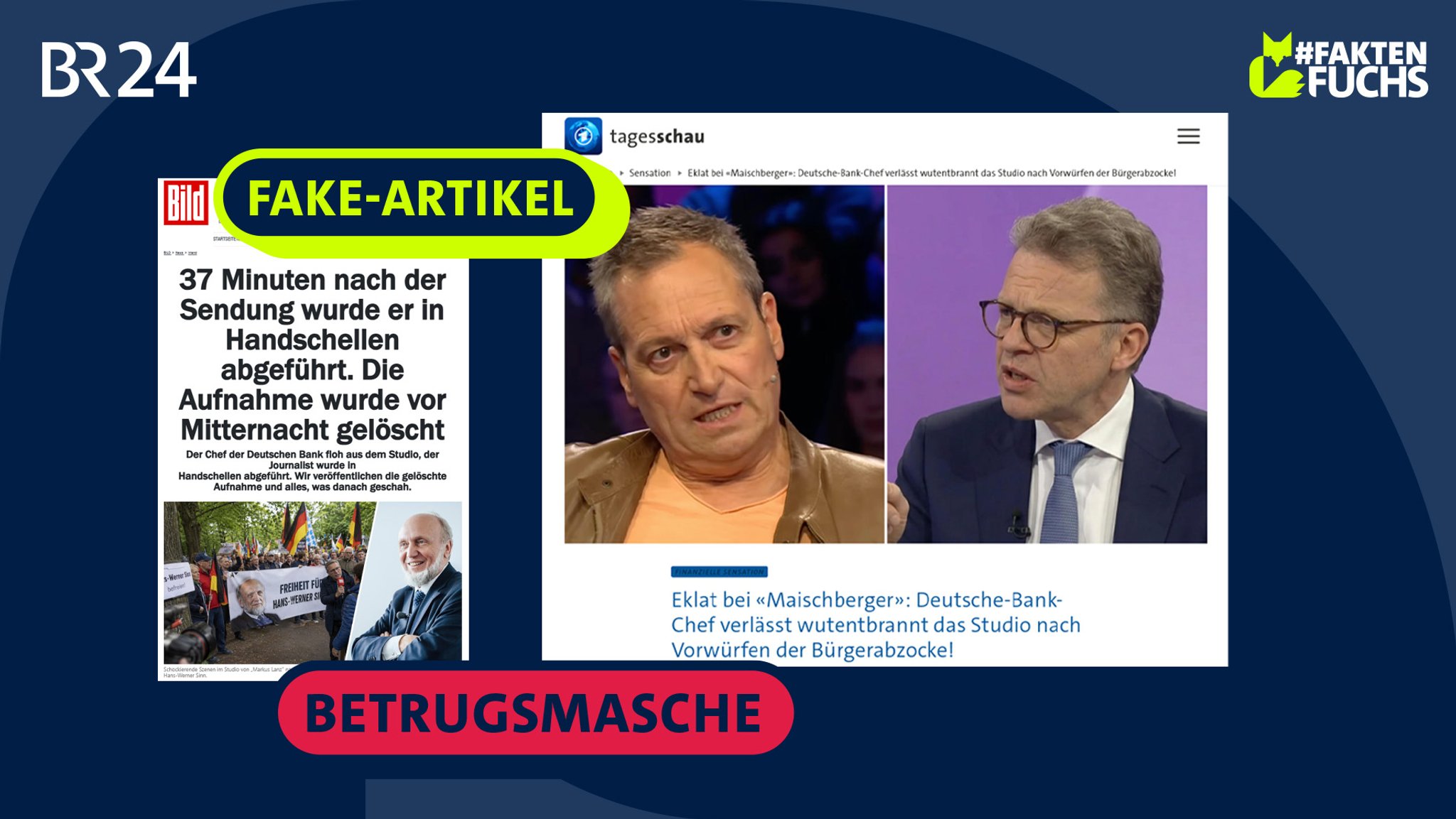 Collage von zwei Fake-Artikeln
