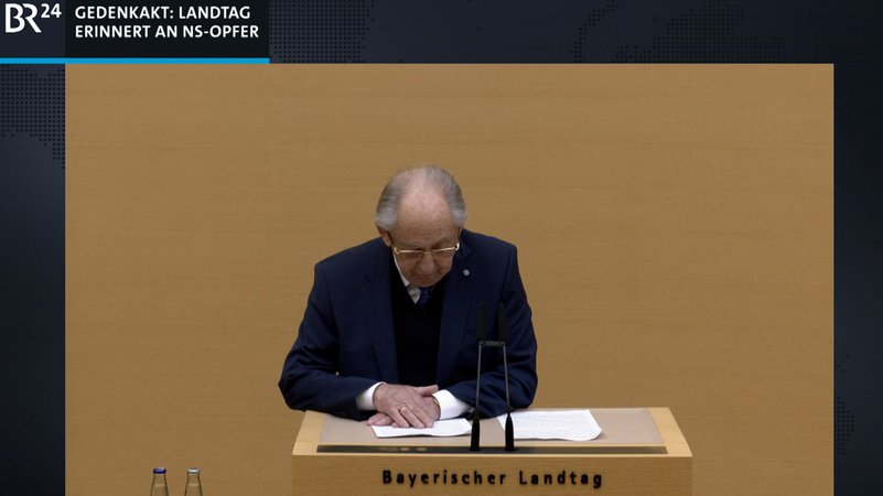 Der Holocaustüberlebende Abba Naor im Landtag | Bild: BR Der Holocaustüberlebende Abba Naor im Landtag