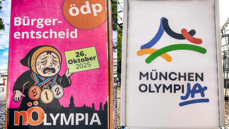 Werbekampagnen von Befürwortern und Gegnern Olympischer Sommerspiele in München vor dem geplanten Bürgerentscheid am 26. Oktober | Bild: picture alliance / Wolfgang Maria Weber | R7172 Werbekampagnen von Befürwortern und Gegnern Olympischer Sommerspiele in München vor dem geplanten Bürgerentscheid am 26. Oktober