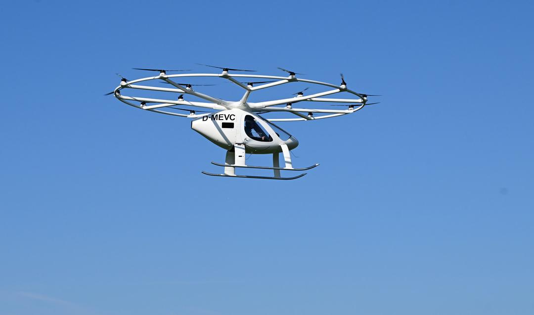 Ein elektrisch angetriebenes Flugtaxi der Bruchsaler Firma "Volocopter"