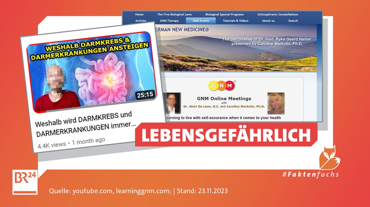 Screenshots mit Internetangeboten zur Germanischen Neuen Medizin.