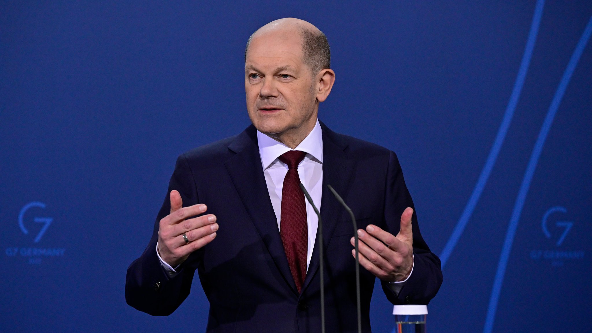 Olaf Scholz bei einer Pressekonferenz im Kanzleramt