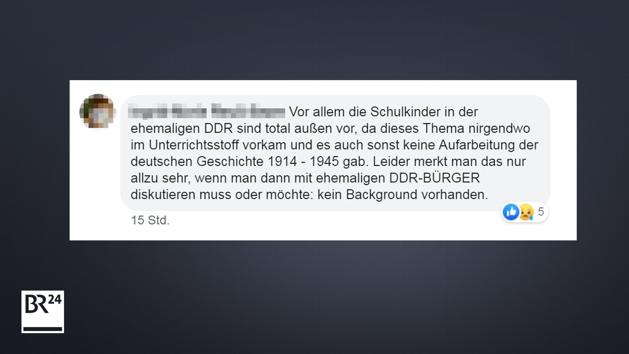 Vor allem die Schulkinder in der ehemaligen DDR sind total außen vor, da dieses Thema nirgendwo im Unterrichtsstoff vorkam und es auch sonst keine Aufarbeitung der deutschen Geschichte 1914-1945 gab. Leider merkt man das nur allzu sehr, wenn man mit ehemaligen DDR-Bürgern diskutieren muss oder möchte...