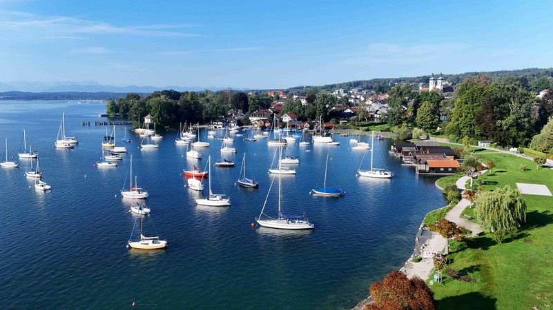 Blick auf den Starnberger See mit zahlreichen Segelbooten (Archivbild) | Bild: picture alliance / Wagner | Ulrich Wagner Blick auf den Starnberger See mit zahlreichen Segelbooten (Archivbild)