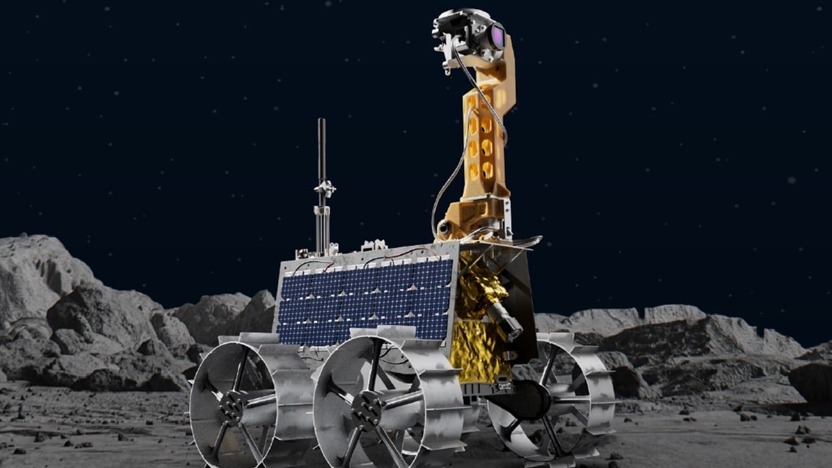 Künstlerische Darstellung: der Rover Rashid aus den Vereinigten Arabischen Emiraten auf dem Mond