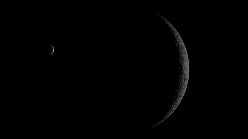 Animation der Artemis-Kapsel vor dem dunklen Mond | Bild: Bayerischer Rundfunk 2026 Animation der Artemis-Kapsel vor dem dunklen Mond