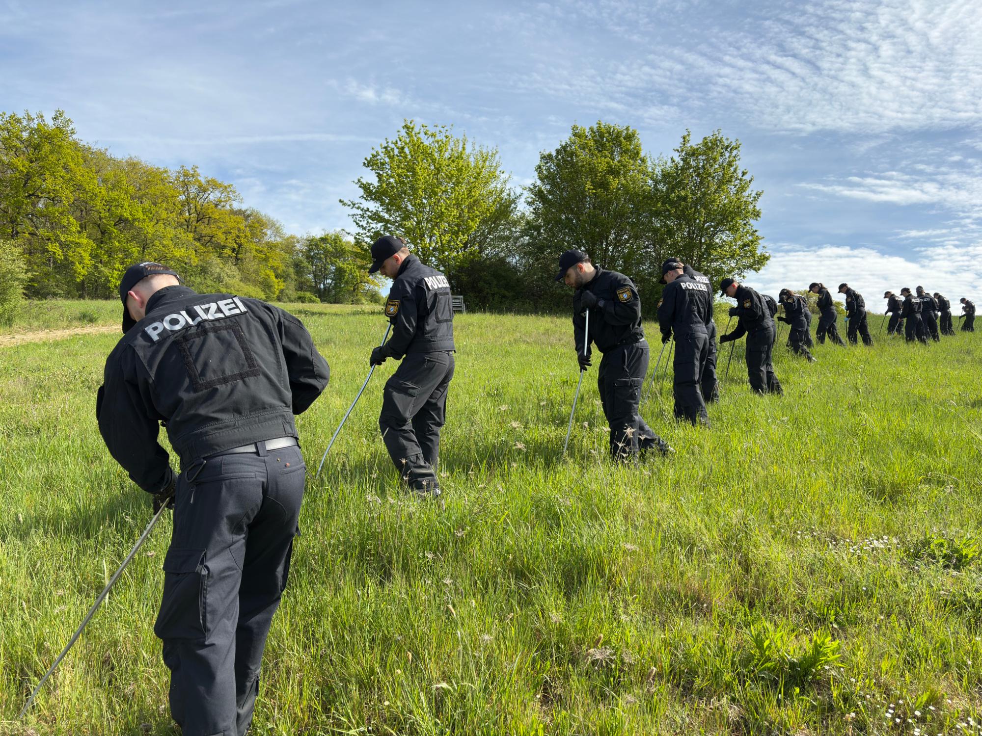 Beamte suchen Wiesen und Felder ab