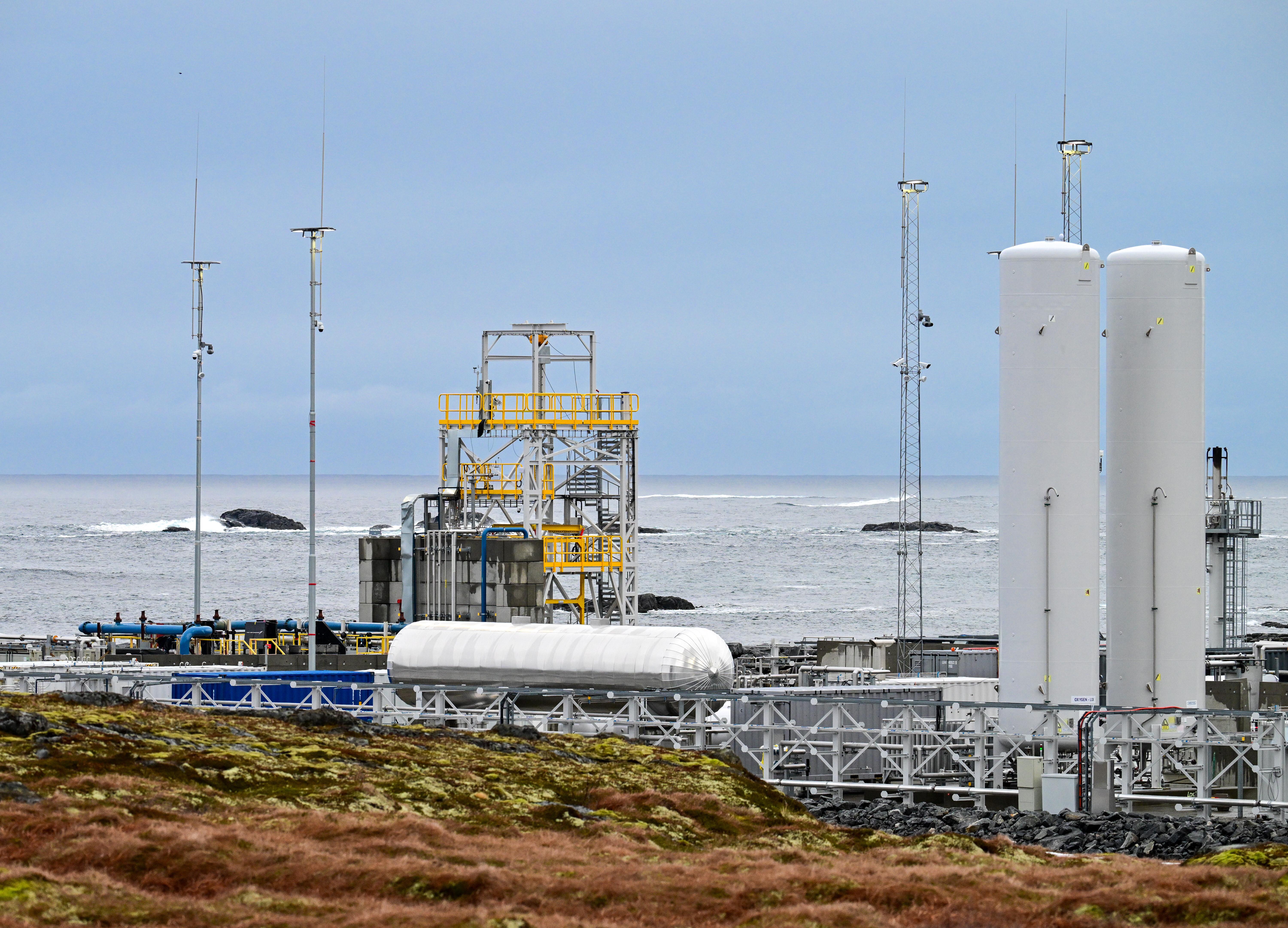 Die Startrampe des deutschen Unternehmens Isar Aerospace auf dem Weltraumbahnhof Andøya Space Port.