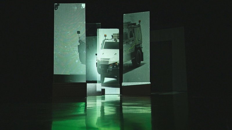 Im Fahrzeugtyp EAGLE des Herstellers GDELS hätte die Technik verbaut werden sollen, doch das Rüstungsprojekt wurde gestoppt. | Bild: Johannes Lenz / BR Im Fahrzeugtyp EAGLE des Herstellers GDELS hätte die Technik verbaut werden sollen, doch das Rüstungsprojekt wurde gestoppt.