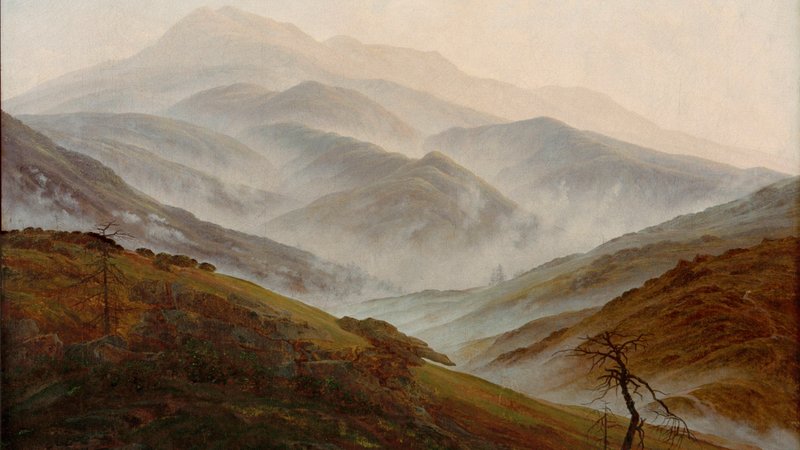 Caspar David Friedrich, Riesengebirgslandschaft mit aufsteigendem Nebel, um 1820. Öl auf Leinwand, 54,9 × 70,3 cm. | Bild: picture alliance / akg-images | akg-images Caspar David Friedrich, Riesengebirgslandschaft mit aufsteigendem Nebel, um 1820. Öl auf Leinwand, 54,9 × 70,3 cm.