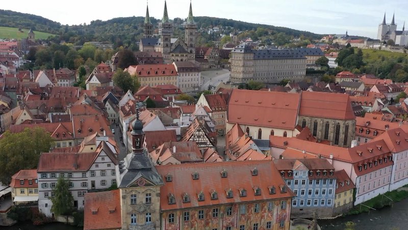 Luftansicht der Stadt Bamberg.