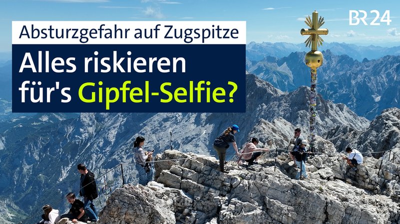 Touristen auf dem Weg zum Gipfelkreuz der Zugspitze. | Bild: BR/Martin Breitkopf Touristen auf dem Weg zum Gipfelkreuz der Zugspitze.