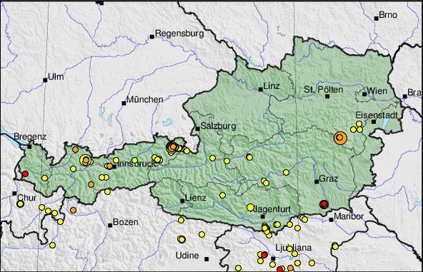 Spürbare Erdbeben beginnen ab einer Magnitude von etwa 2