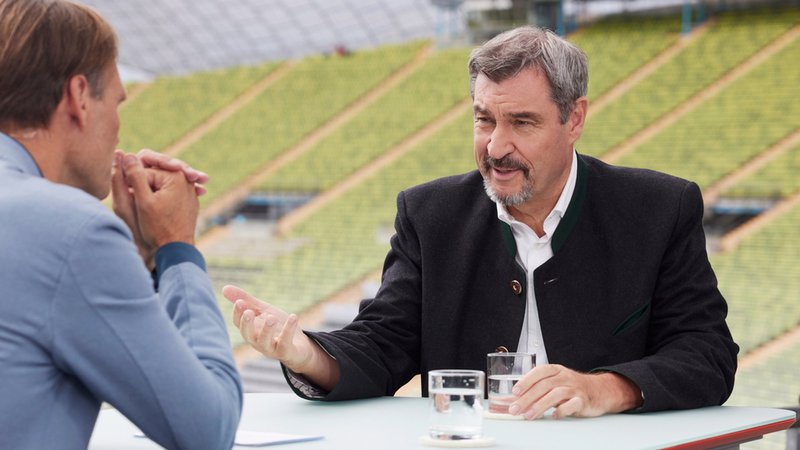 Markus Söder im Sommerinterview mit dem ZDF | Bild: dpa-Bildfunk/Sebastian Arlt Markus Söder im Sommerinterview mit dem ZDF