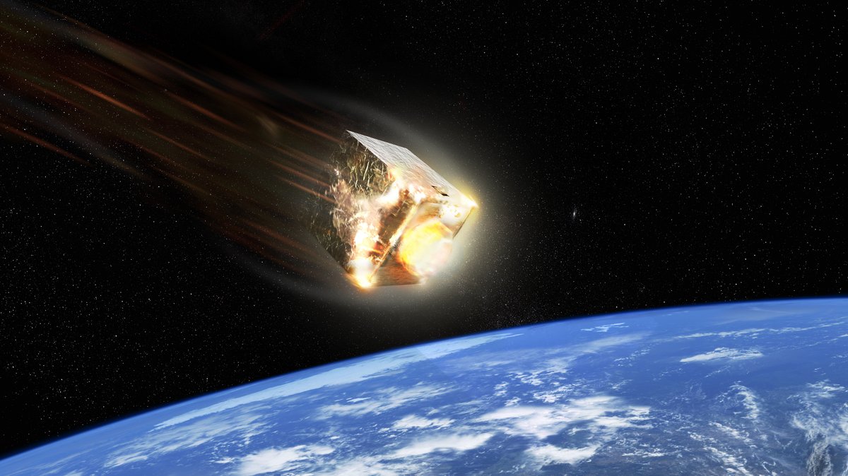 Illustration eines Satelliten beim Wiedereintritt in die Erdatmosphäre | Bild: ESA Illustration eines Satelliten beim Wiedereintritt in die Erdatmosphäre