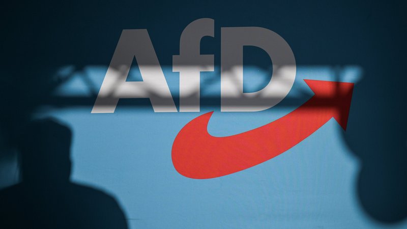 Zu sehen ist das Logo der Partei Alternative für Deutschland (AfD), über dem ein Schatten liegt. | Bild: dpa-Bildfunk/Hannes P Albert Zu sehen ist das Logo der Partei Alternative für Deutschland (AfD), über dem ein Schatten liegt.