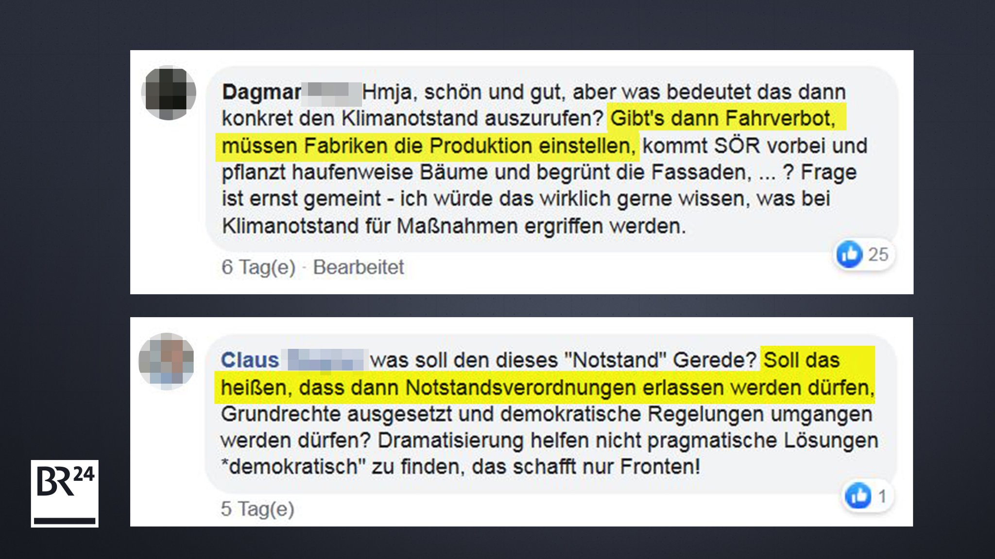 Kommentare auf der BR24-Facebook Seite