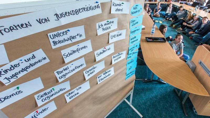Archivbild: Jugendliche bei einem Workshop über Formen der Jugendbeteiligung | Bild: picture alliance / dpa | Jens Büttner Archivbild: Jugendliche bei einem Workshop über Formen der Jugendbeteiligung