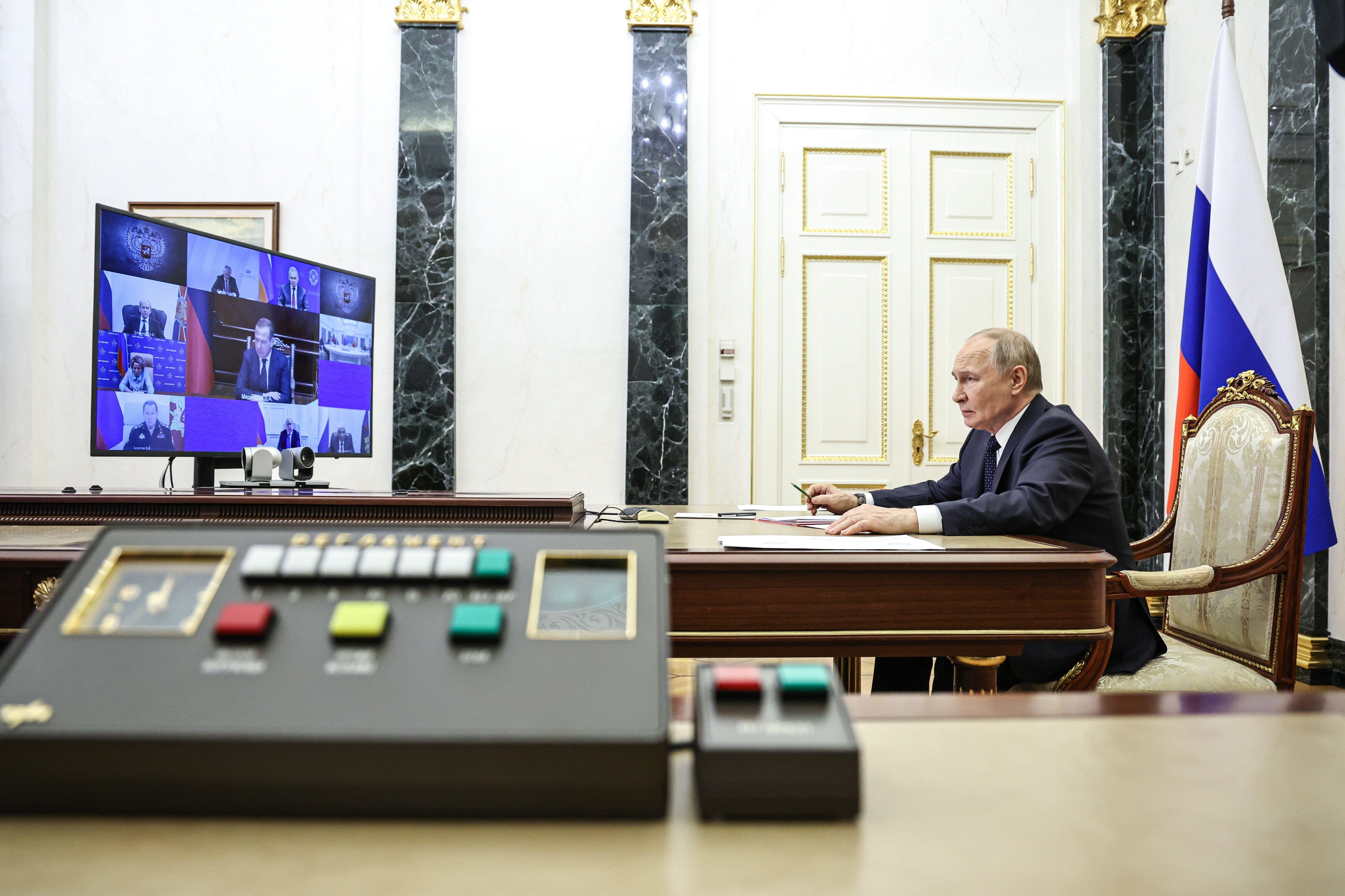 Der russische Präsident bei einer Schaltkonferenz am 24. Oktober 2025