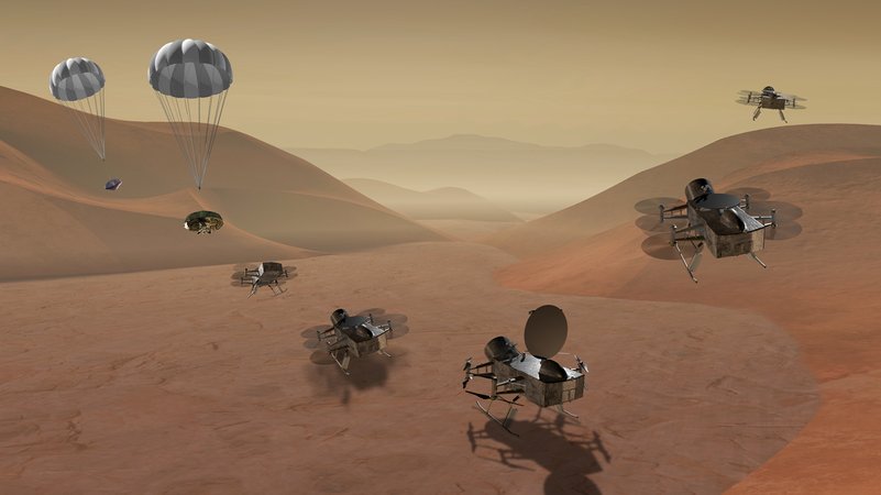 Voraussichtlich 2034 soll die Drohne Dragonfly auf dem Saturnmond Titan ankommen.