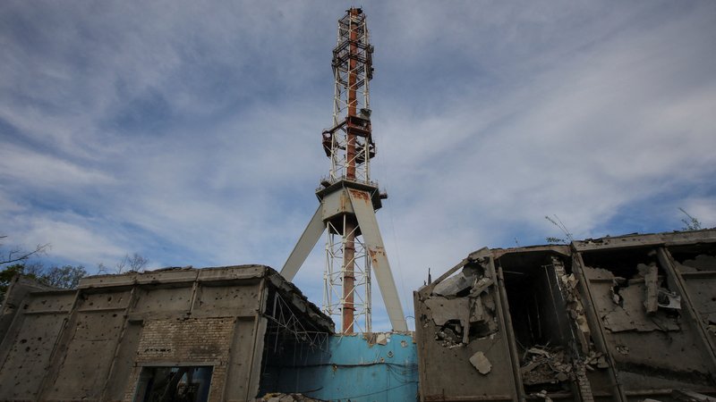 Zerstörter Fernsehturm in Charkiw