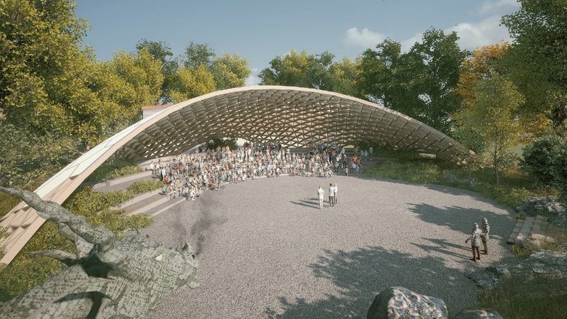 So soll die neue Parkarena mit der Dachkonstruktion einmal aussehen. | Bild: Architekturbüro PH2 Architektur + Stadtplanung Eschlkam So soll die neue Parkarena mit der Dachkonstruktion einmal aussehen.