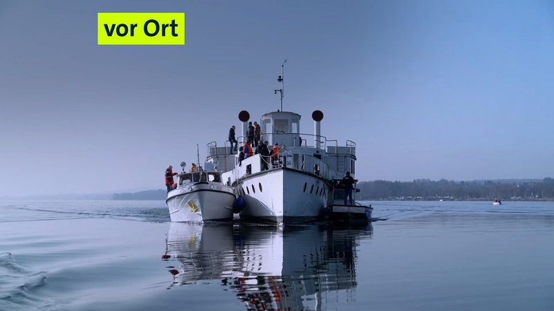 Die Andechs mit einem Begleitboot auf dem Ammersee. | Bild: BR Die Andechs mit einem Begleitboot auf dem Ammersee.