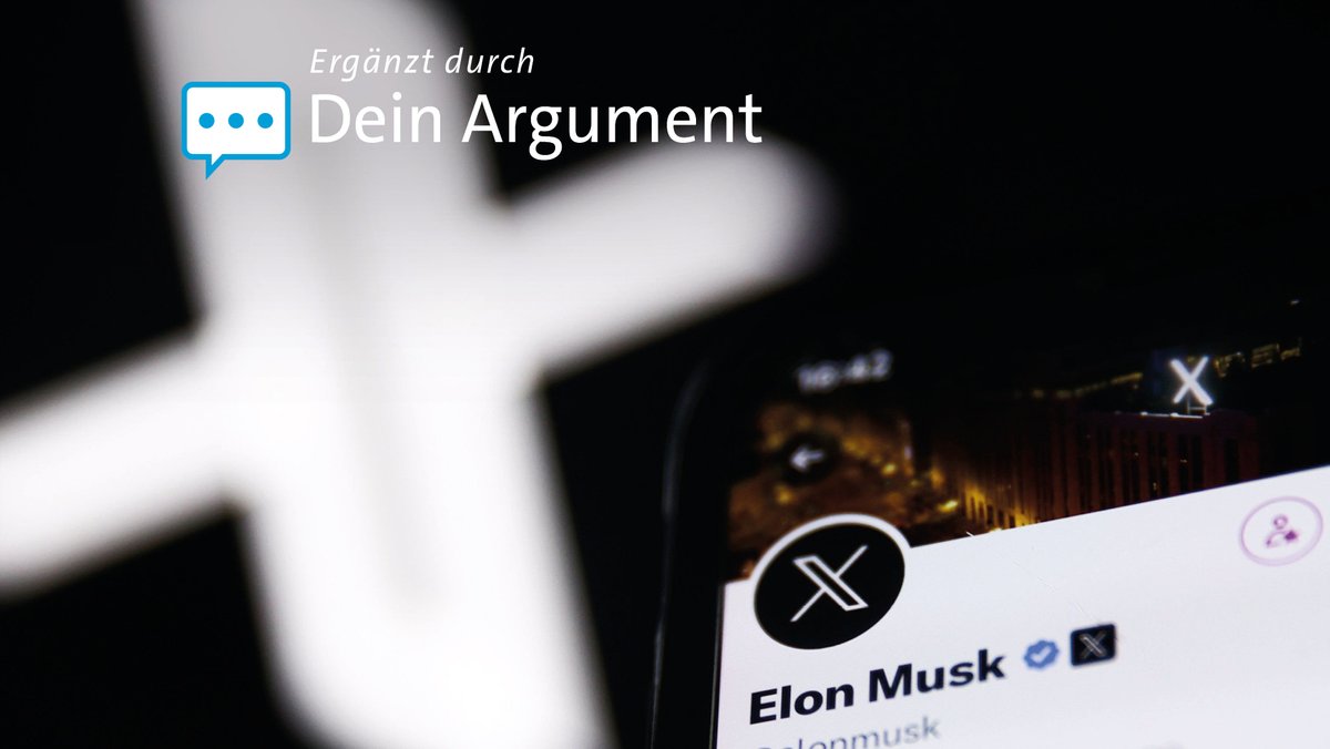 Elon Musks X-Konto auf einem iPhone sowie ein X-Logo im Hintergrund (Symbolbild)