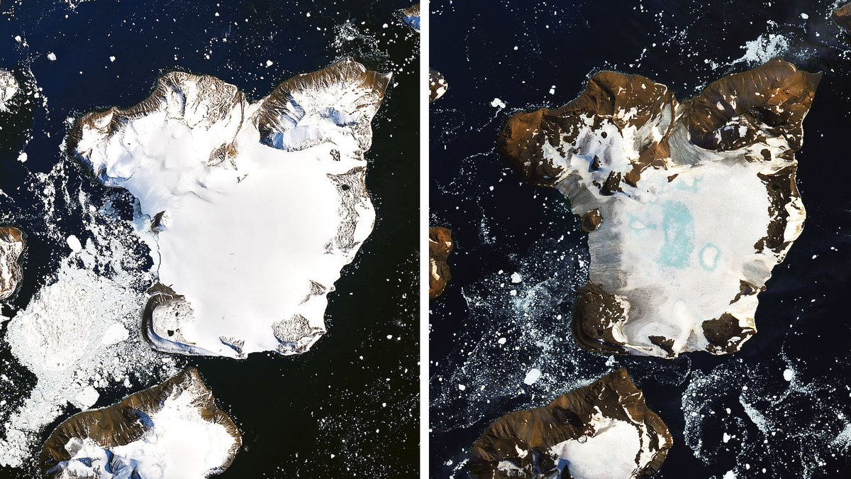 Satellitenbilder der Insel Eagle Island im Vergleich.