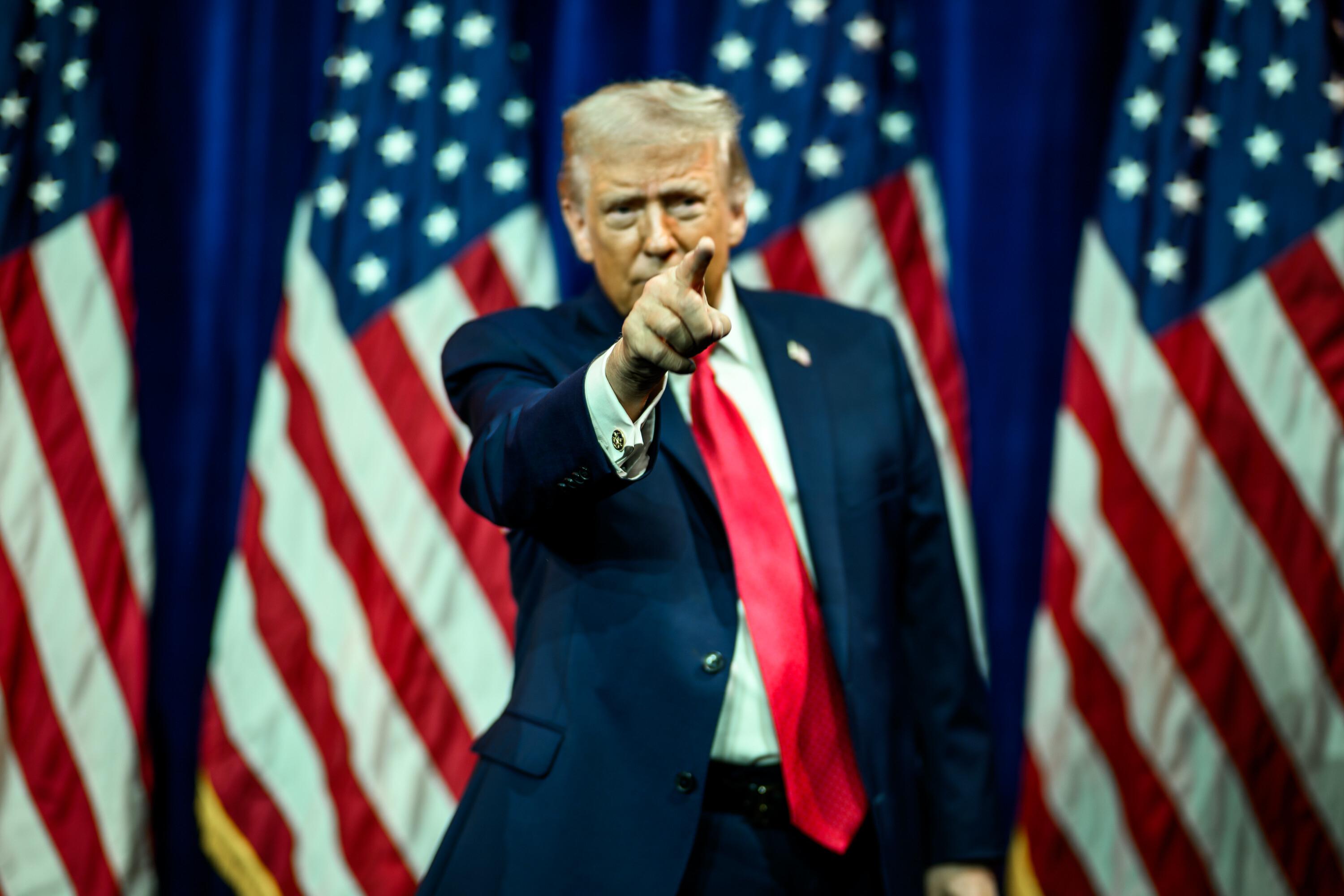 President Donald Trump departs the Donald J. Trump- John F. Kennedy Center for the Performing Arts in Washington, D.C.