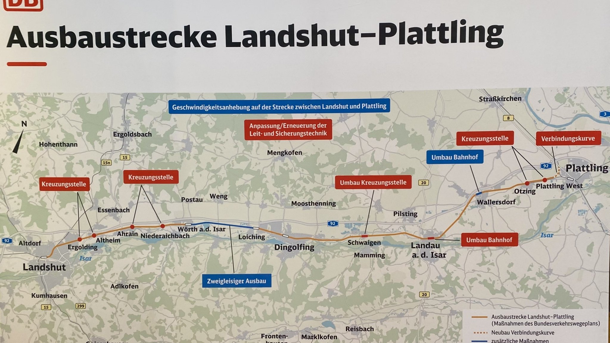 Eine Darstellung des Bahnstreckennetzes in Niederbayern