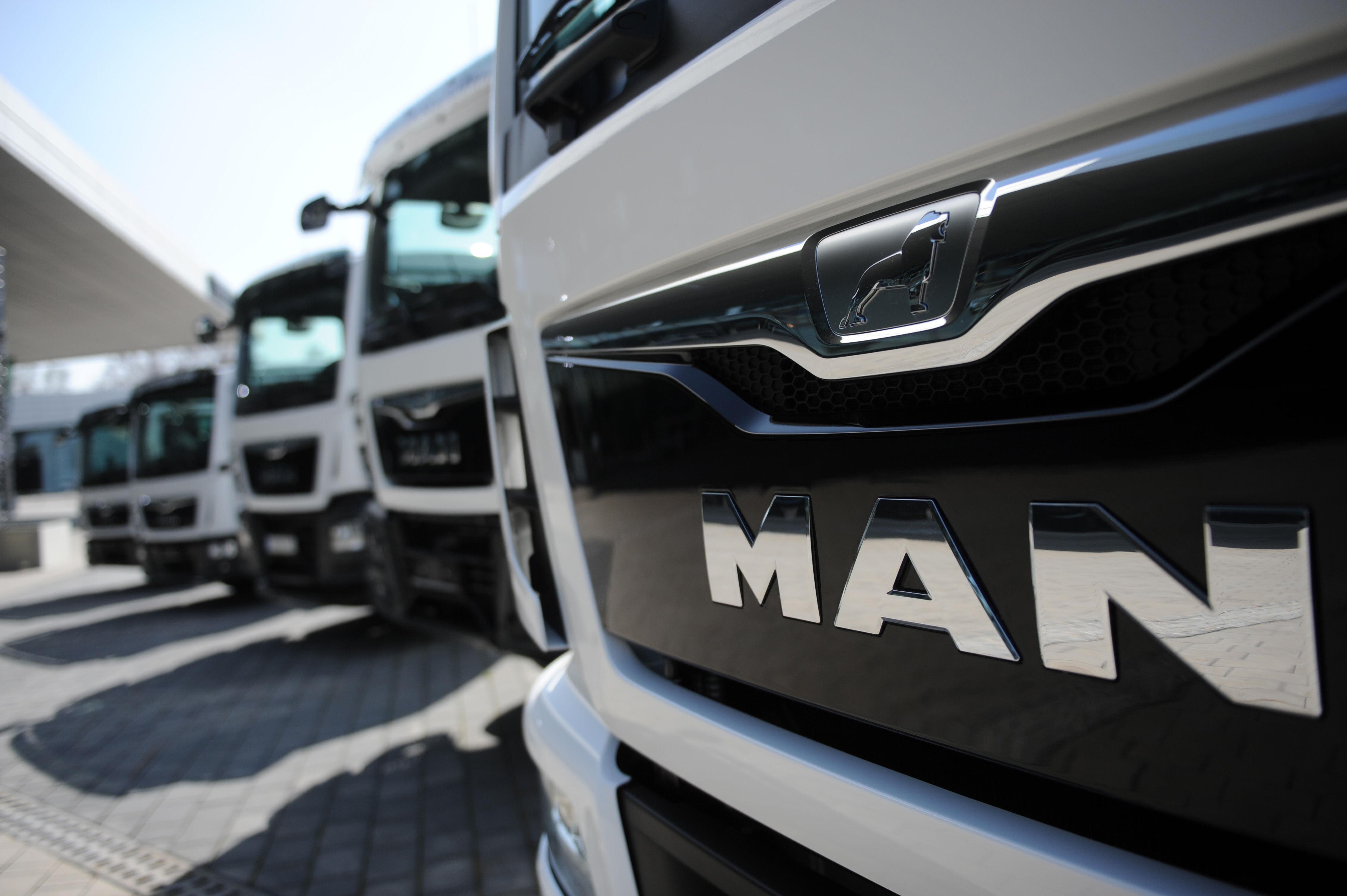 Lastwagen der Volkswagen-Tochter MAN Truck & Bus auf dem Firmengelände in München.