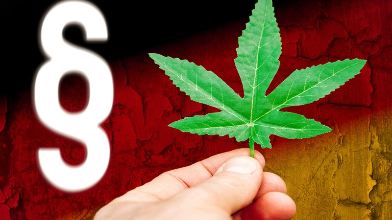 Cannabis Legalisierung in Deutschland - Symbolbild: Eine Hand hält ein Hanfblatt vor eine Deutsche Flagge mit einem Paragrafensymbol. FOTOMONTAGE | Bild: picture alliance / CHROMORANGE | Michael Bihlmayer Cannabis Legalisierung in Deutschland - Symbolbild: Eine Hand hält ein Hanfblatt vor eine Deutsche Flagge mit einem Paragrafensymbol. FOTOMONTAGE