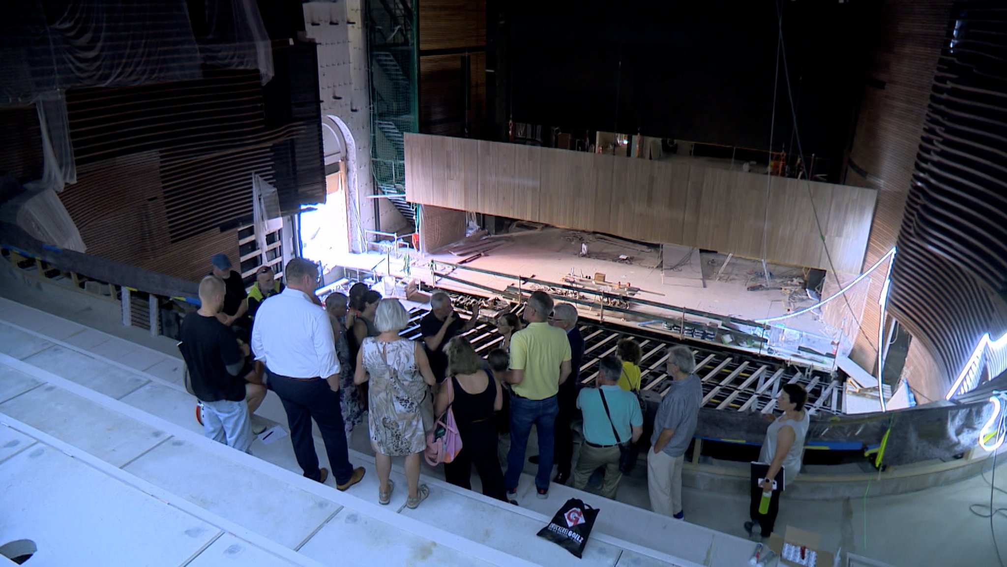 Blick in den Innenraum der Großbaustelle Friedrichsforum in Bayreuth