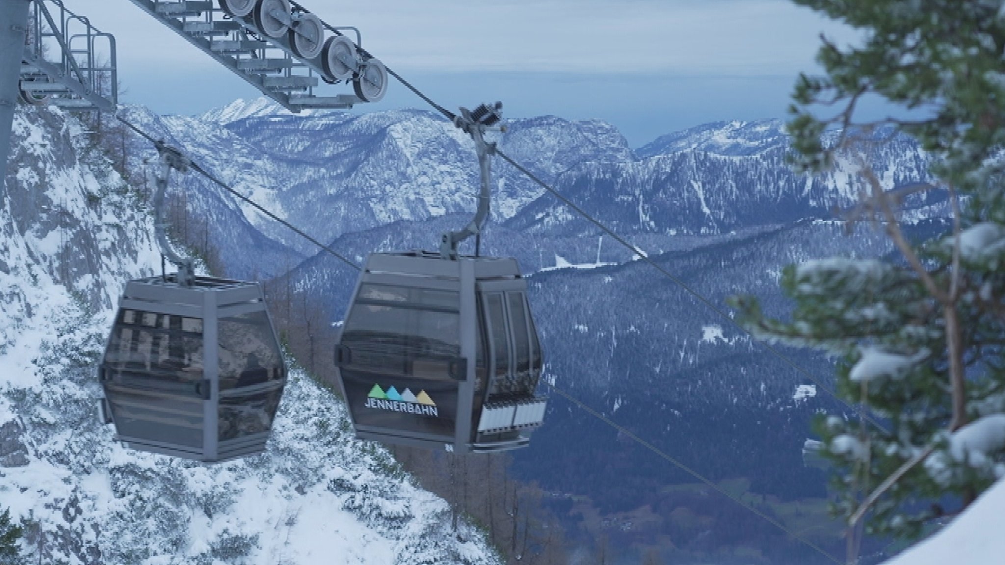 Zwei Gondeln der Jennerbahn am Königssee