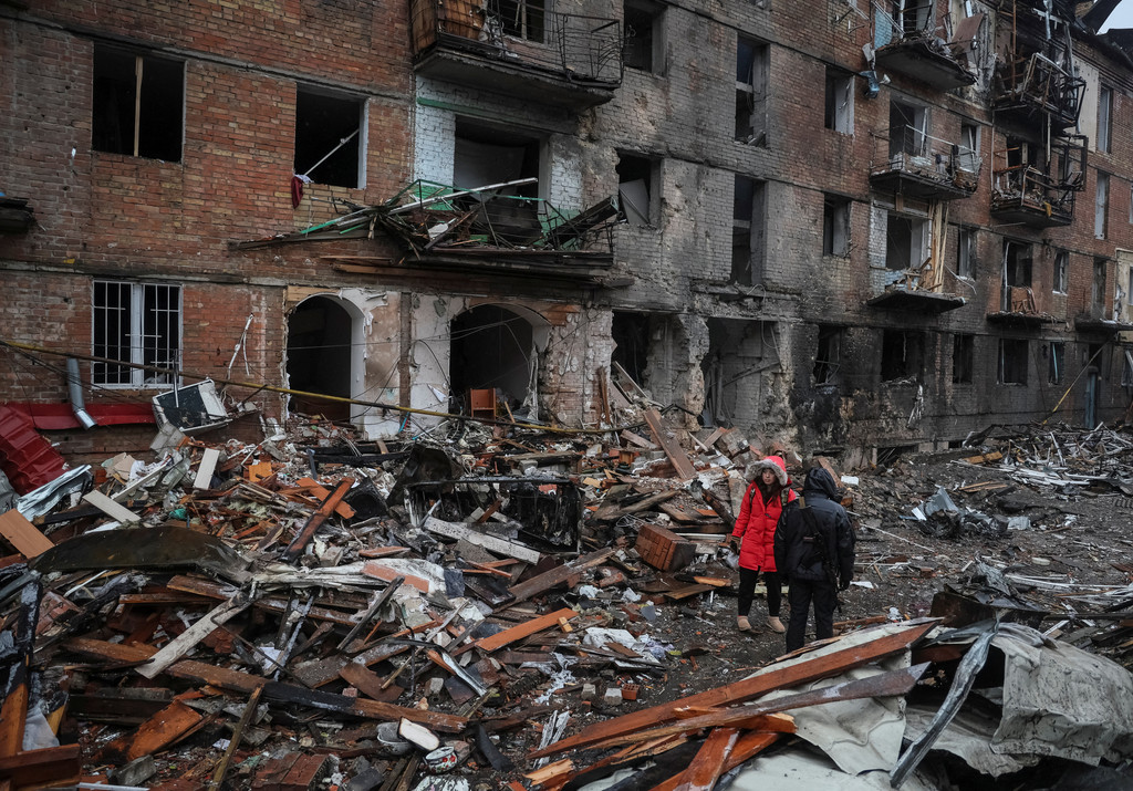 Zerstörung nach russischem Raketenbeschuss in Vyschorod nahe Kiew