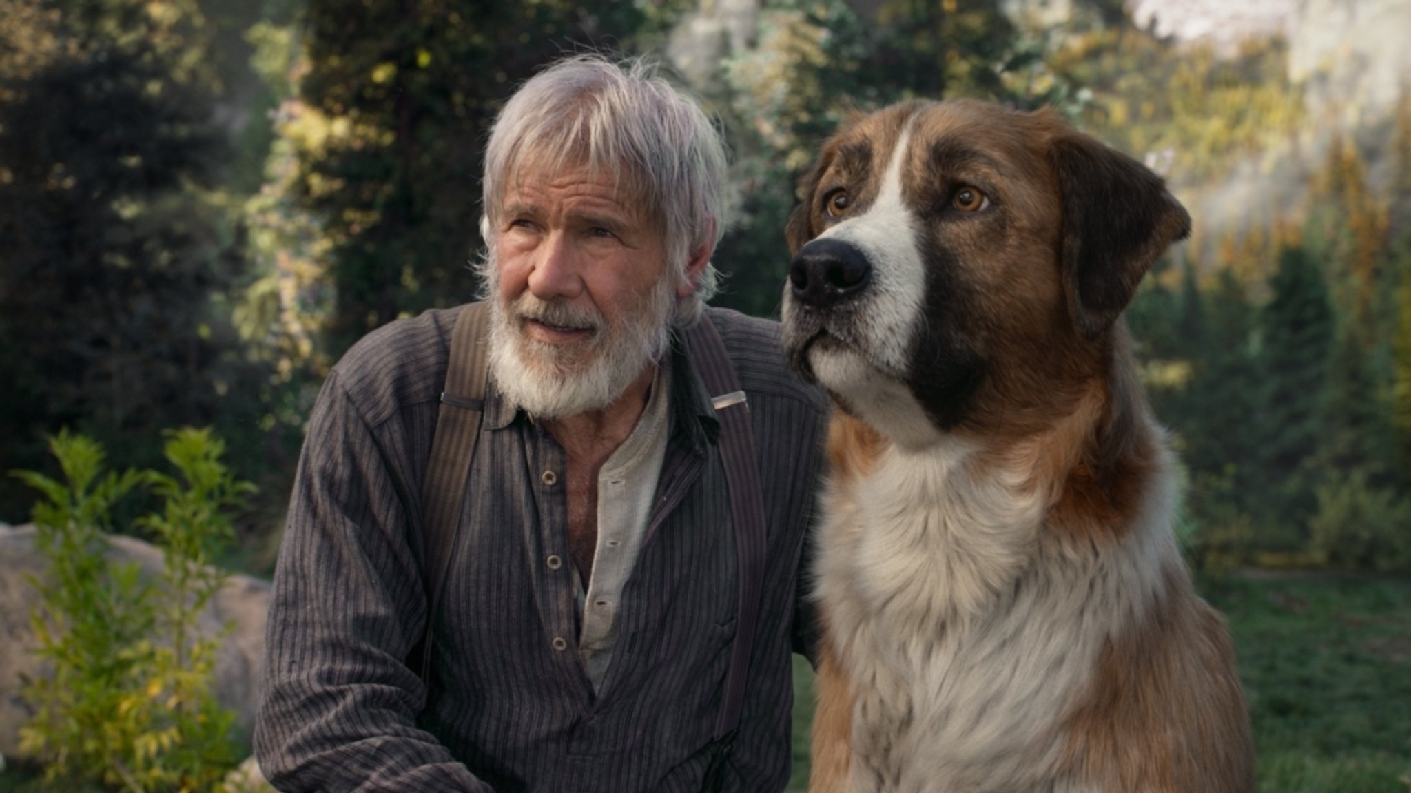 Harrison Ford und sein computeranimierter Freund in "Ruf der Wildnis" (Filmszene)