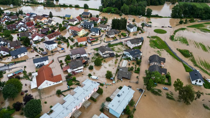 Überflutetes Gebiet in der Nähe der Stadt Kamnik. Im Wasser wurde die Leiche eines Mannes gefunden.