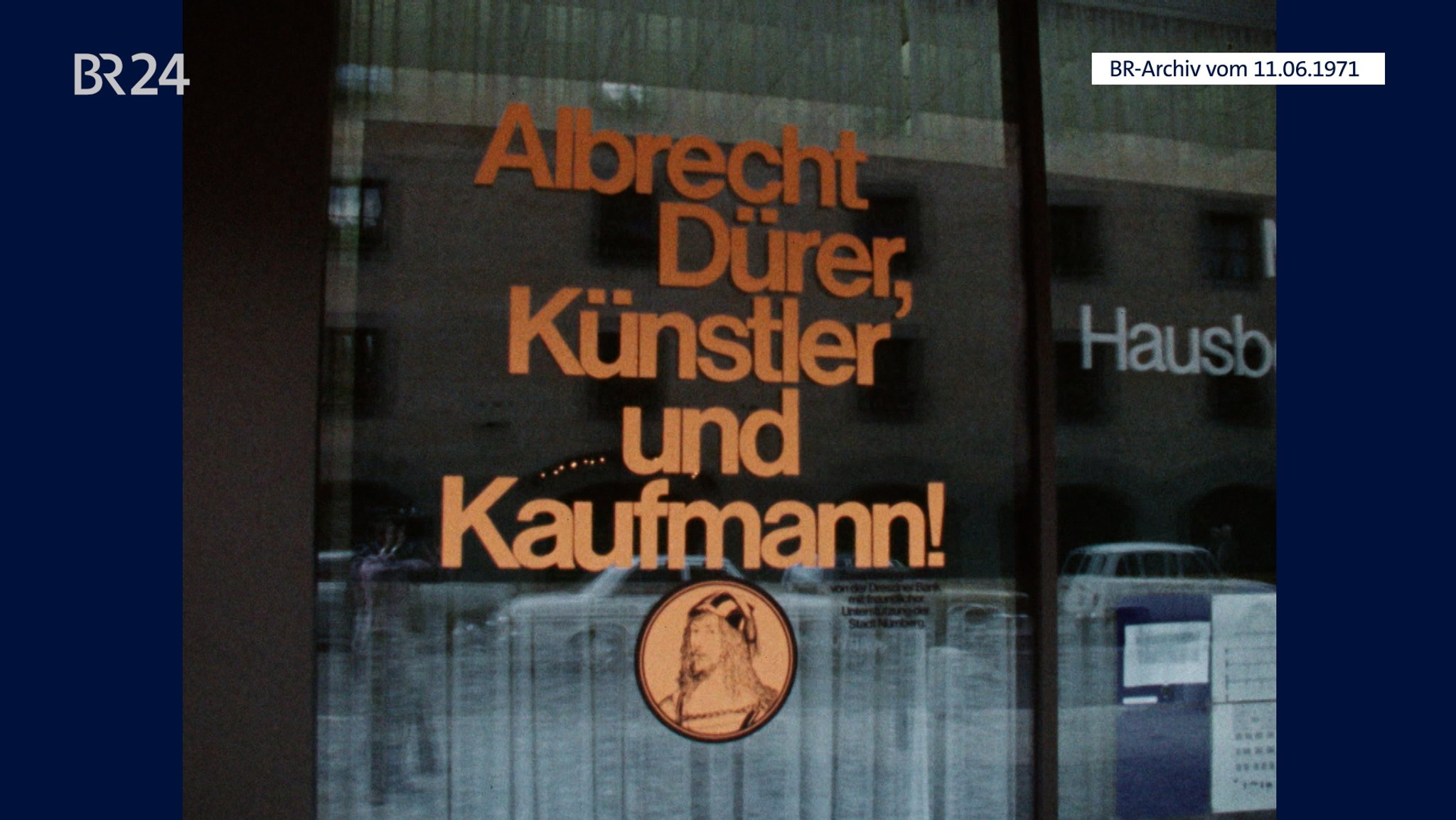 (Archivbild) Schaufenster mit Schriftzug "Albrecht Dürer, Künstler und Kaufmann!"
