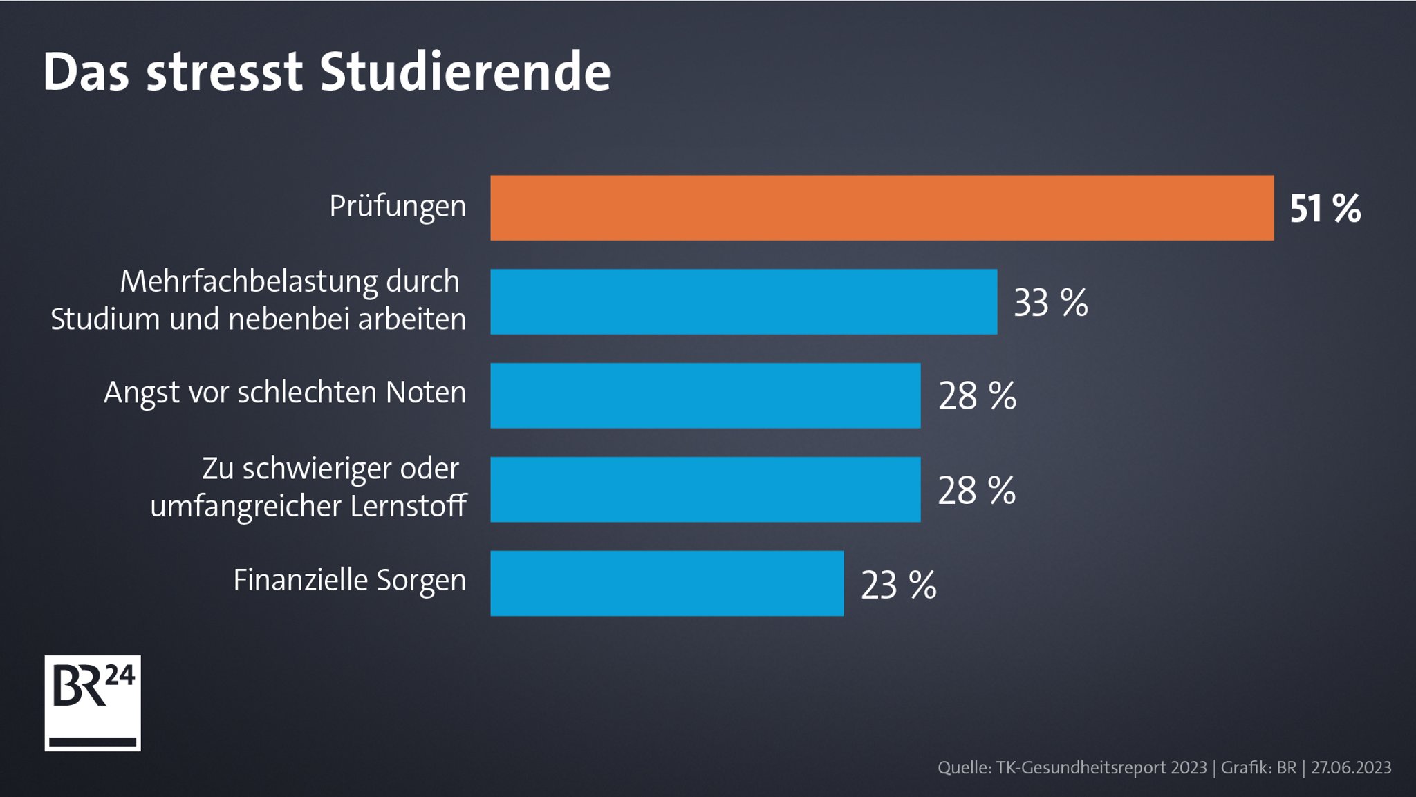 Balkengrafik, welche Faktoren für Studierende besonders stressig sind.