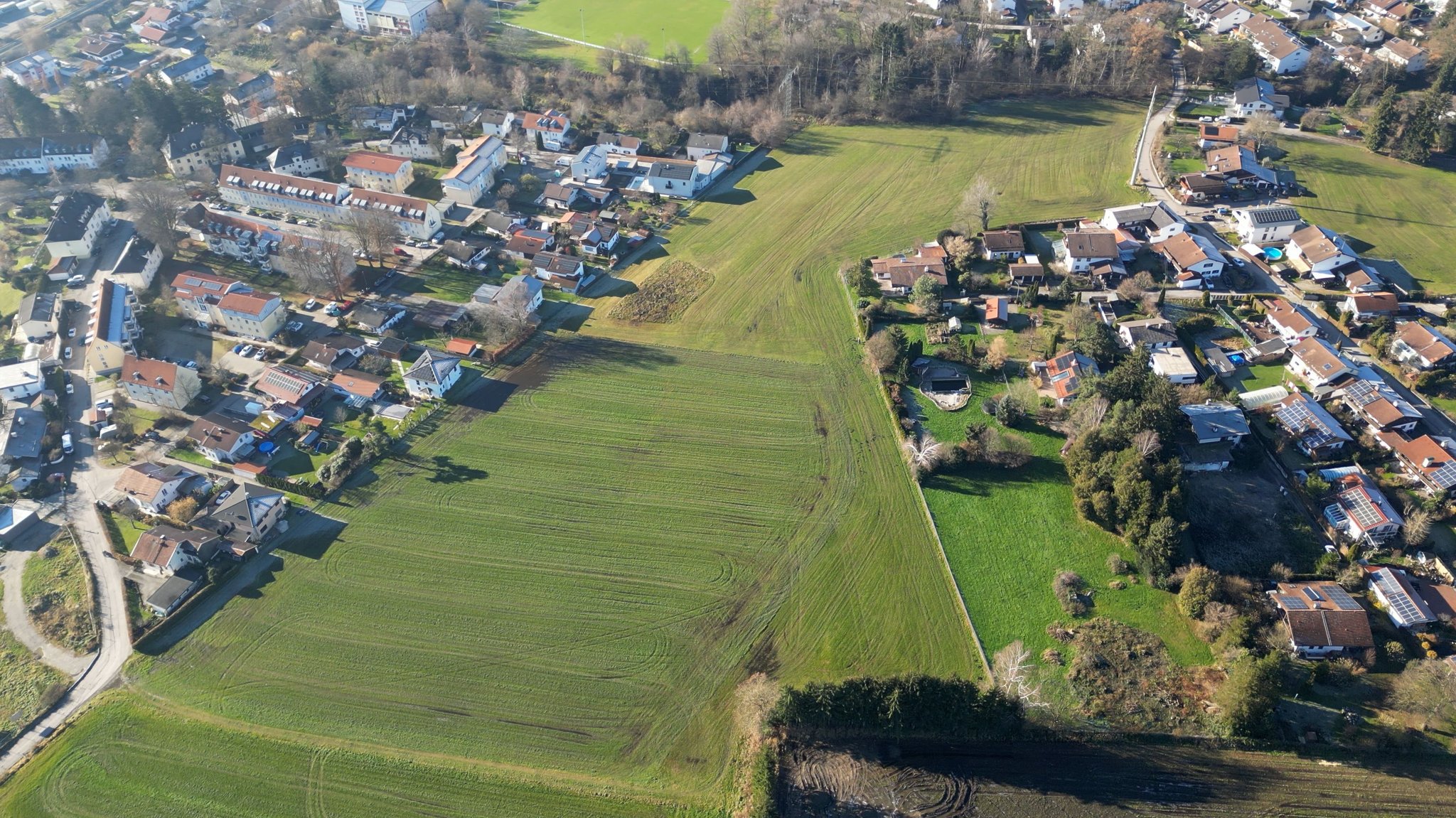 Bild von oben auf geplante Bebauungsfläche in Kolbermoor