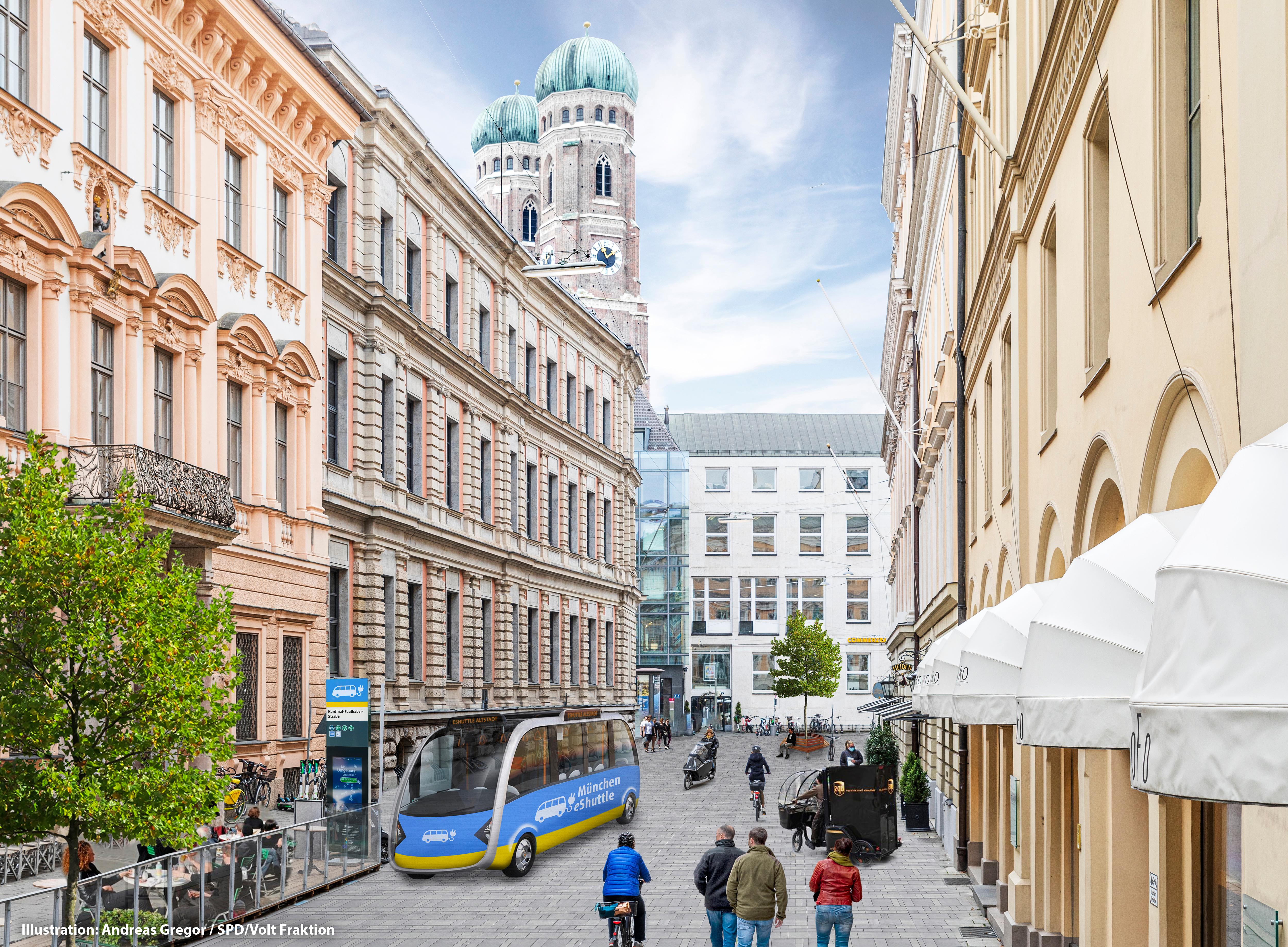 Mikrobus in der der Münchner Innenstadt
