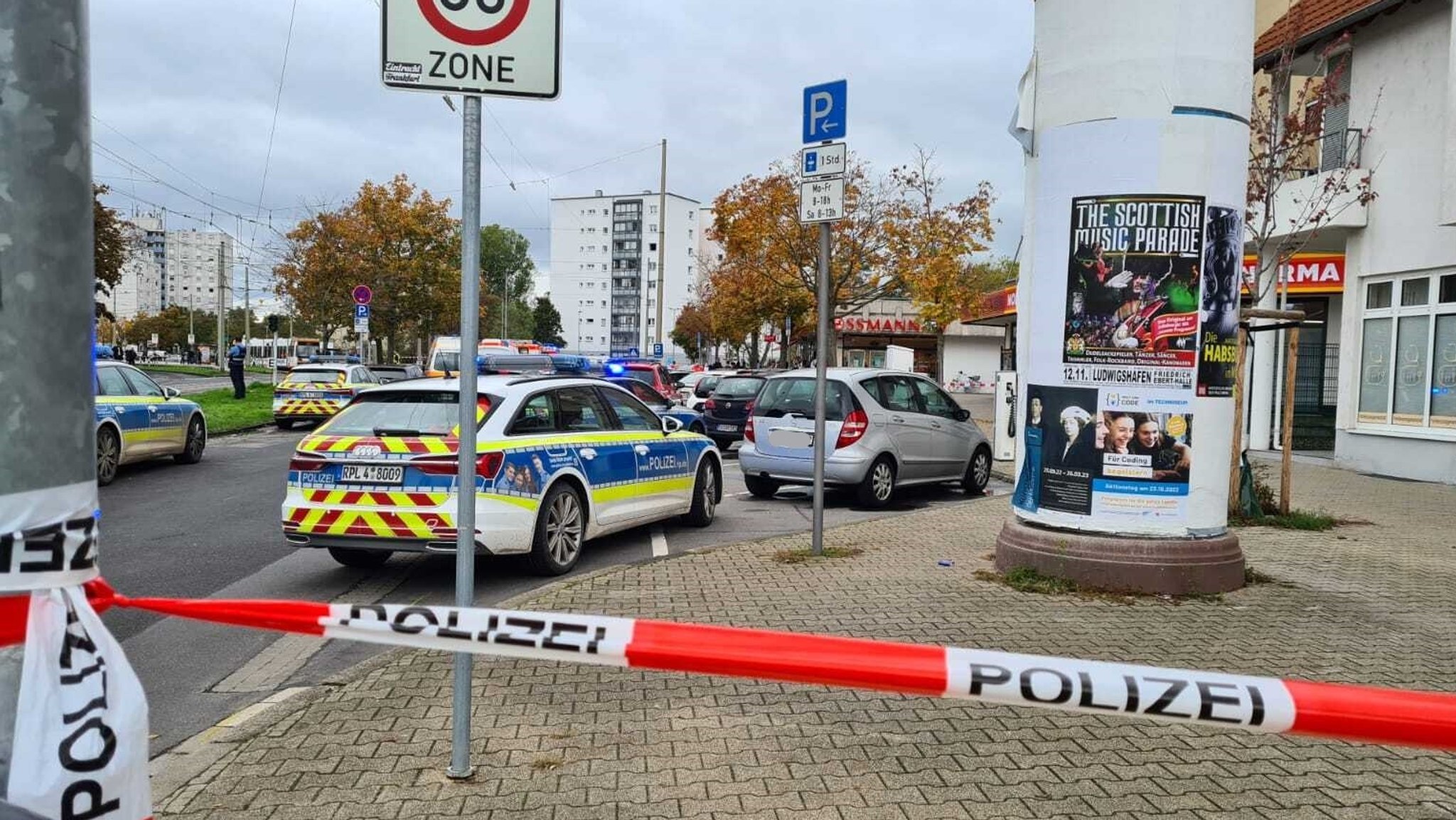 Abgesperrter Tatort in Ludwigshafen 