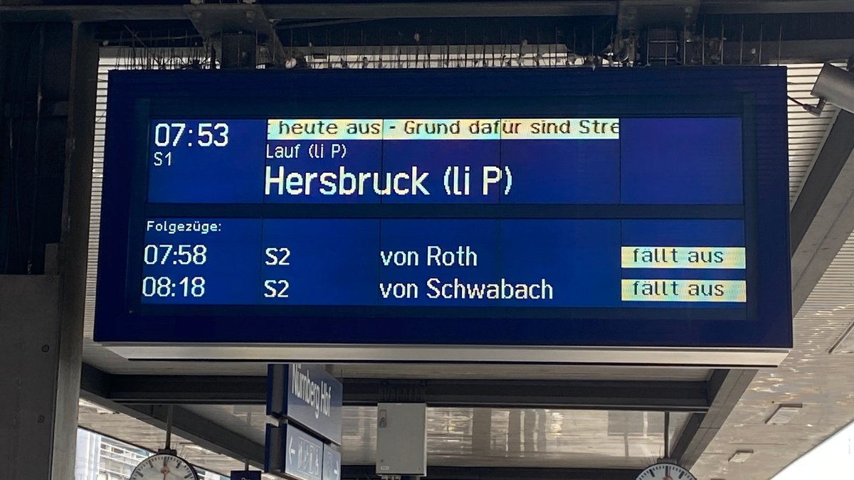 Anzeigetafel am Nürnberger Hauptbahnhof