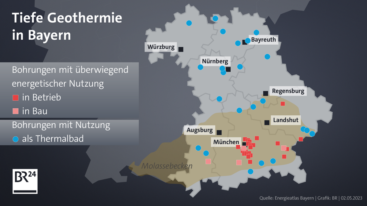 Karte "Tiefe Geothermie in Bayern"