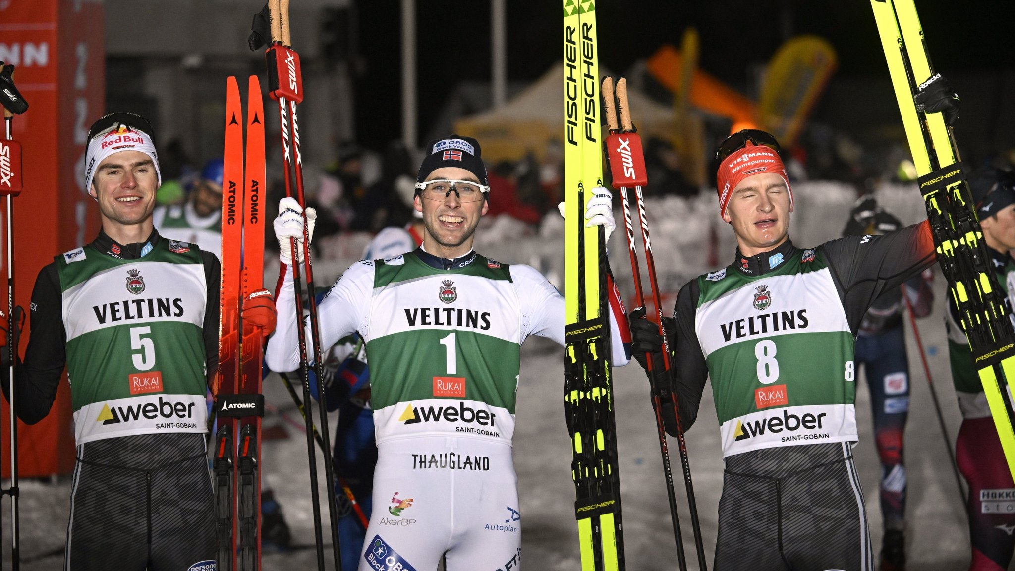 Podium für Kombinierer Geiger und Schmid