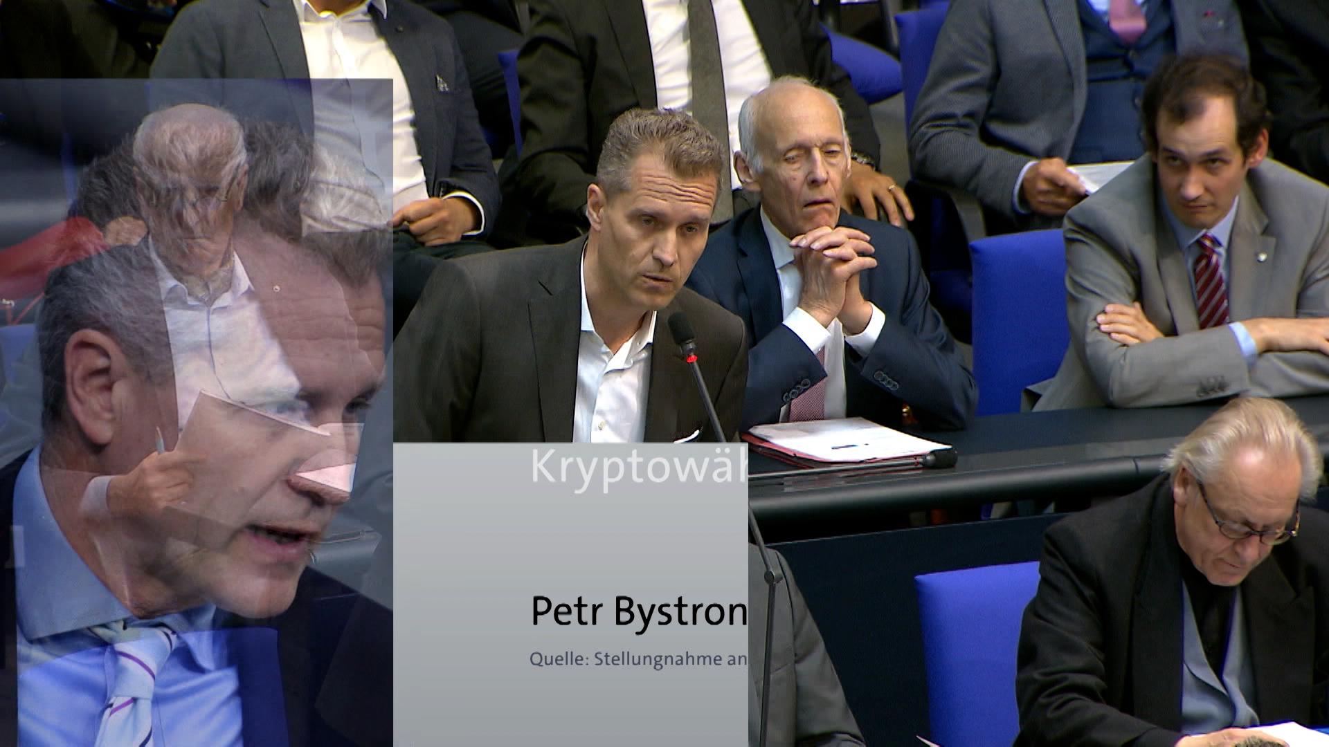 Petr Bystron am Mikrofon in einem Plenarsaal