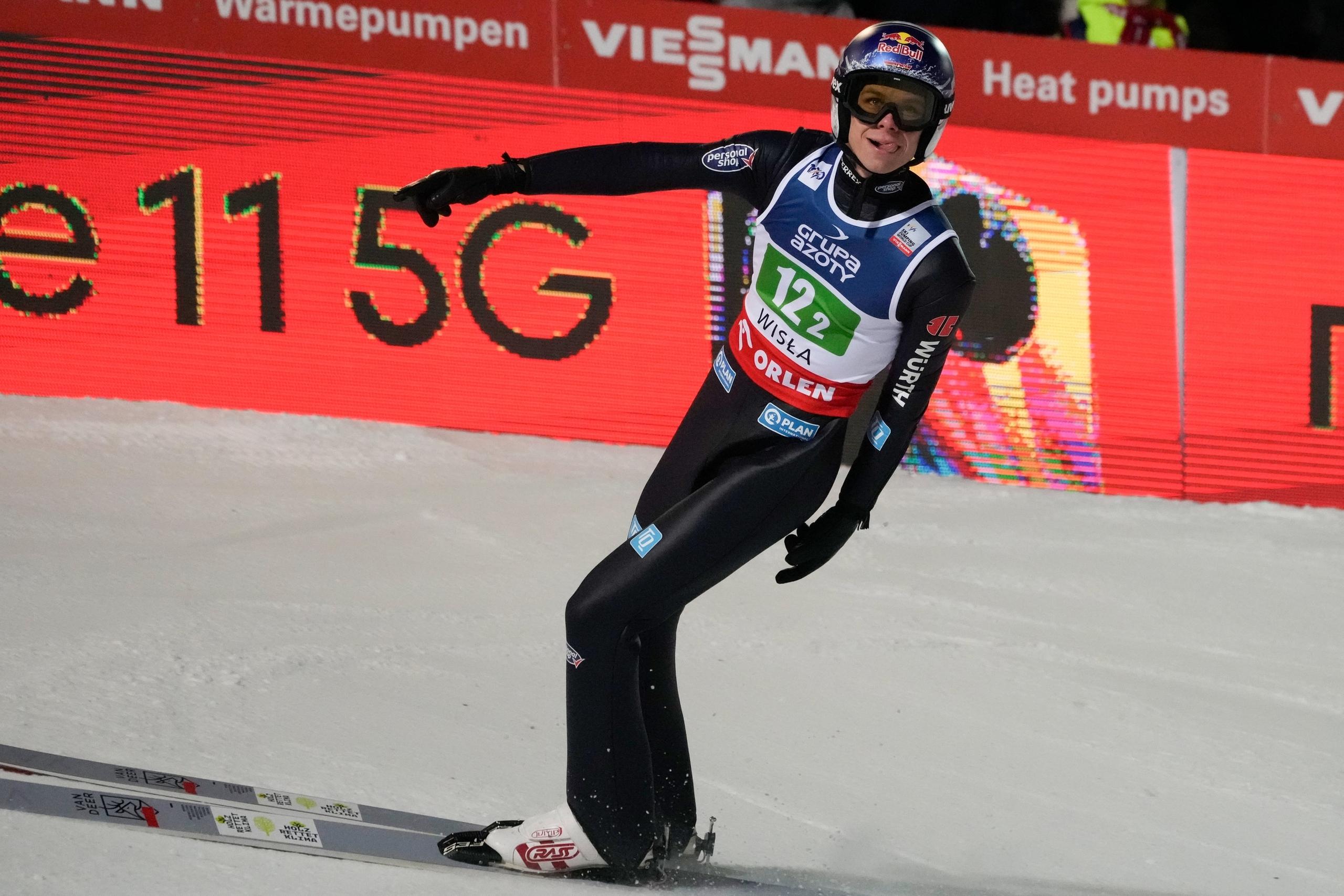 Andreas Wellinger springt beim Weltcup in Wisla Schnzenrekord