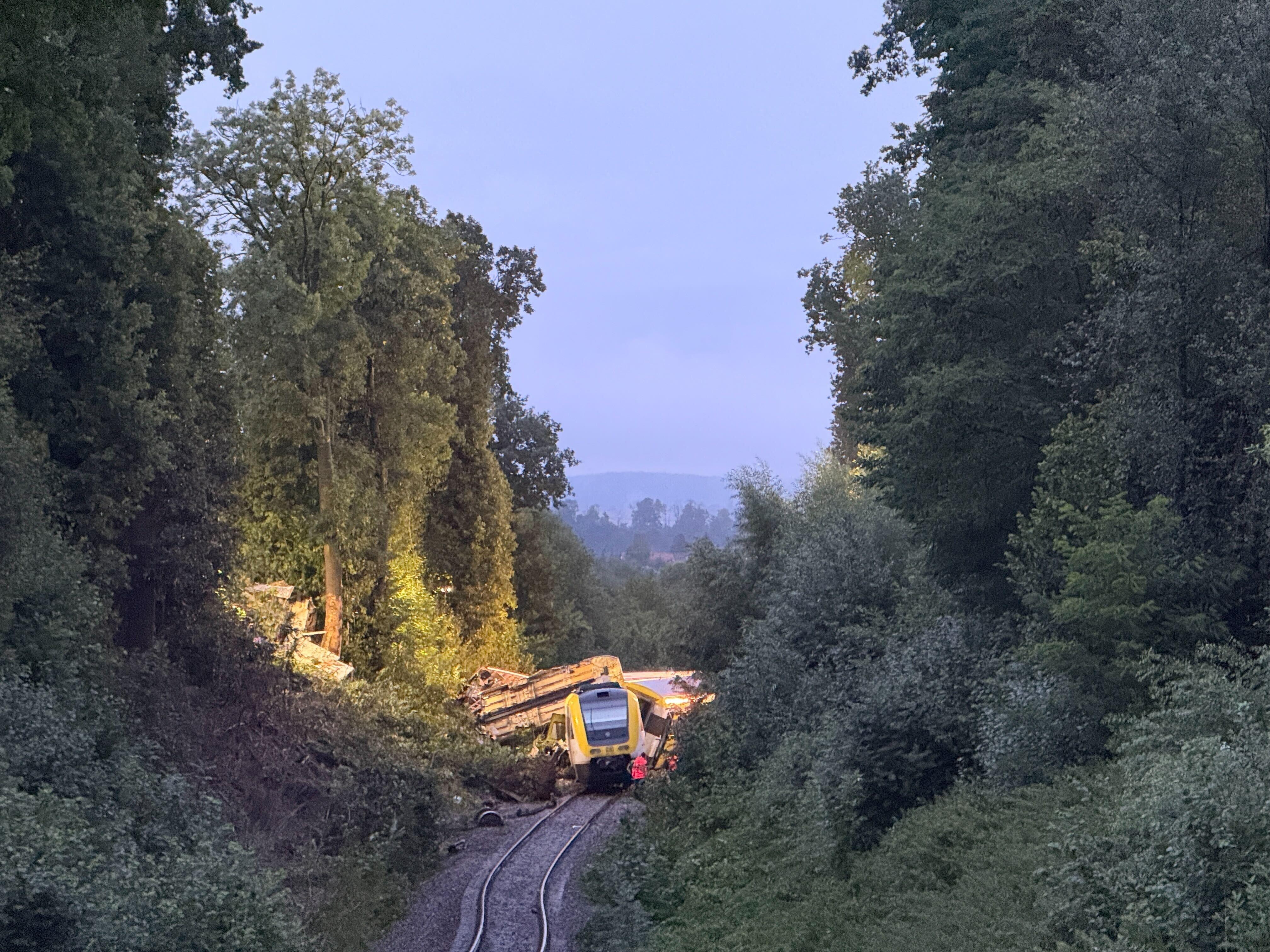 Der entgleiste Regionalexpress im Kreis Biberach. 