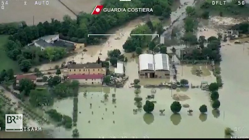 Überfluteter Ort im Nordosten Italiens
